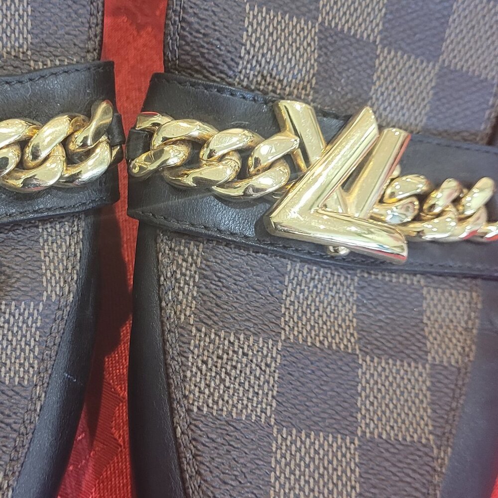 Louis Vuitton Ebene Damier Flat/Loafers with Gold LV Chain~Very Rare! - Picture 5 of 15